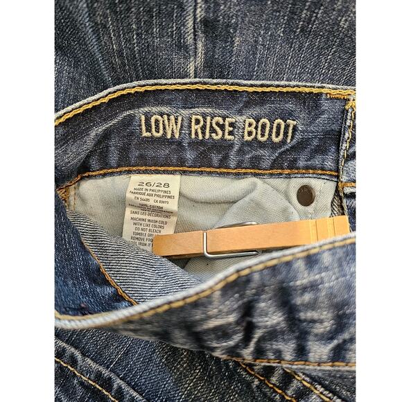 American Eagle Jeans Womens 6 W26 Blue Low Rise Bootcut Distressed Denim Jean - Picture 5 of 8